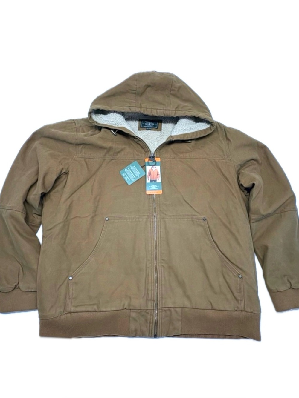 G.H. Bass & Co. Men’s Sherpa Lined Canvas Hooded Bomber Jacket NWT BrownSize XXL